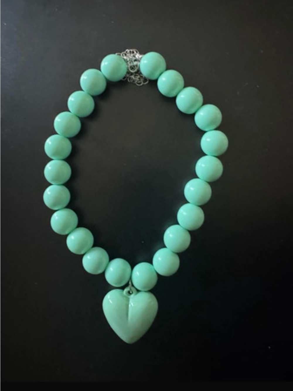 Mint Green Beaded Heart Necklace - Women Jewelry